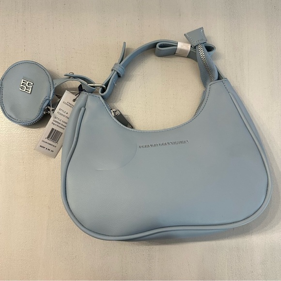 French Connection Women’s Powder Blue Sabrina Shoulder Bag with Accessory NWT - Picture 2 of 8